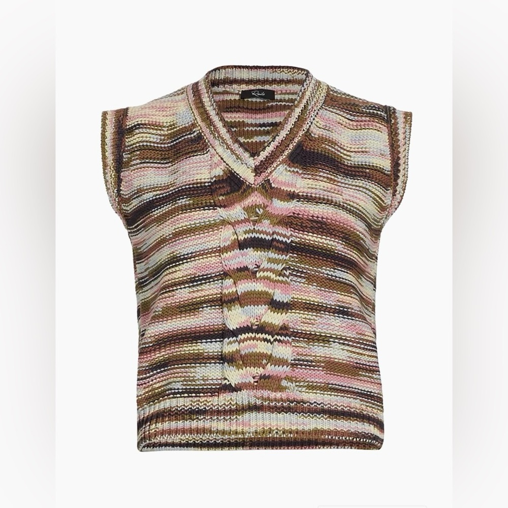 NWT RAILS Brixton Knit Sweater Vest Green/Brown/Pink Multi Forest Space Dye XL